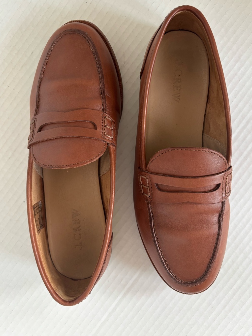 J.CREW Ryan Penny Loafer Women's 6.5 Tan Brown Leather Slip On Flats H8200 - Picture 9 of 10